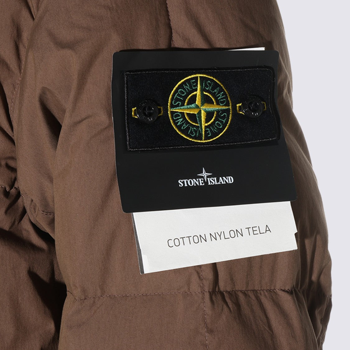 Stone Island Brown Quilted Padded High Collar Coat