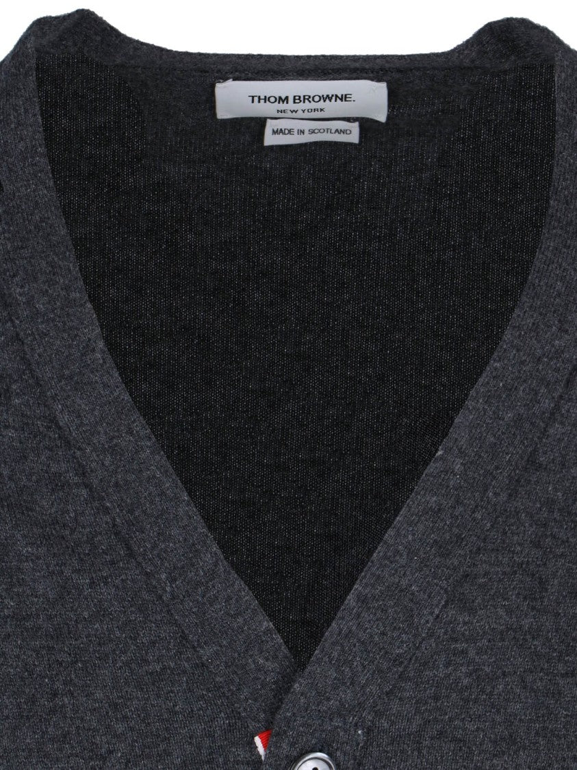Thom Browne "Loopback 4-Bar" Cardigan – Dark Grey