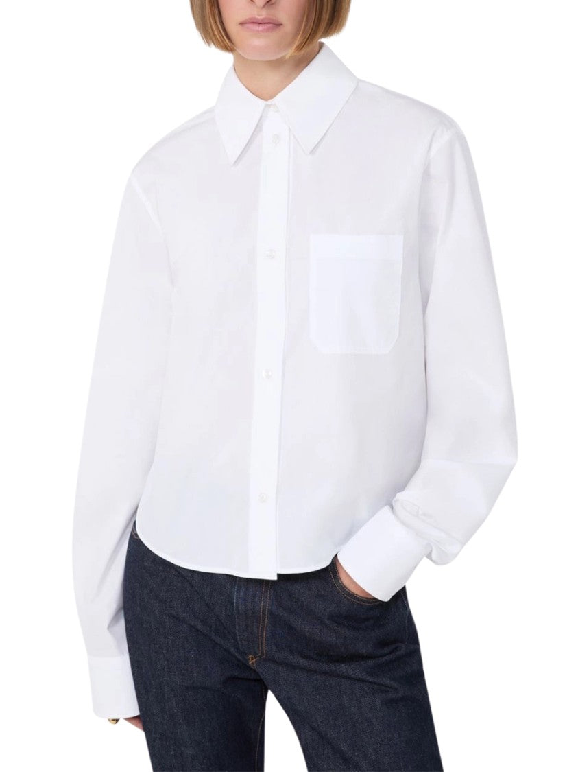 Max Mara Crisp White Shirt With Unique Textured Back Panel