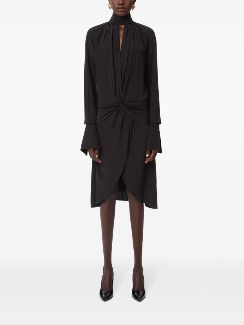 Nina Ricci Pleated Silk Midi Dress