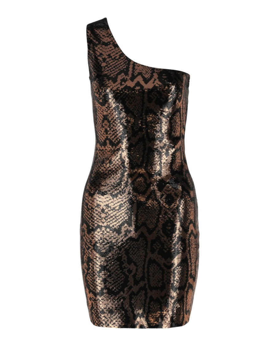 Balenciaga One-Shoulder Snake-Sequined Mini Dress