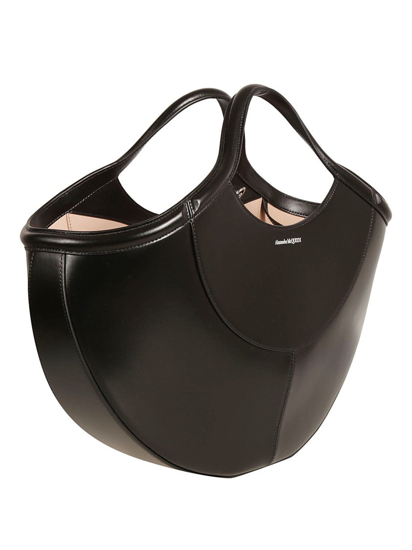Alexander Mcqueen Sculptural Silhouette Black Leather Bag