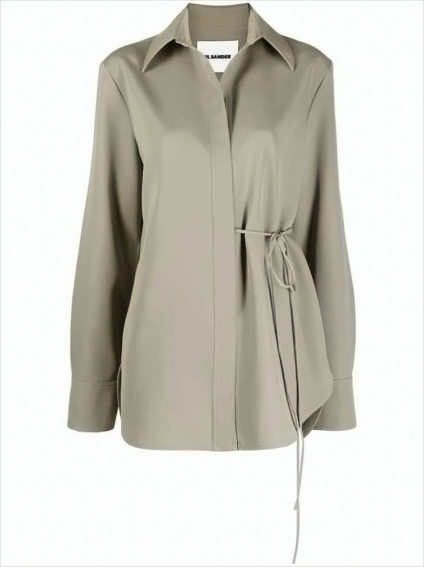 Jil Sander Draped Wool Blouse With Classic Collar