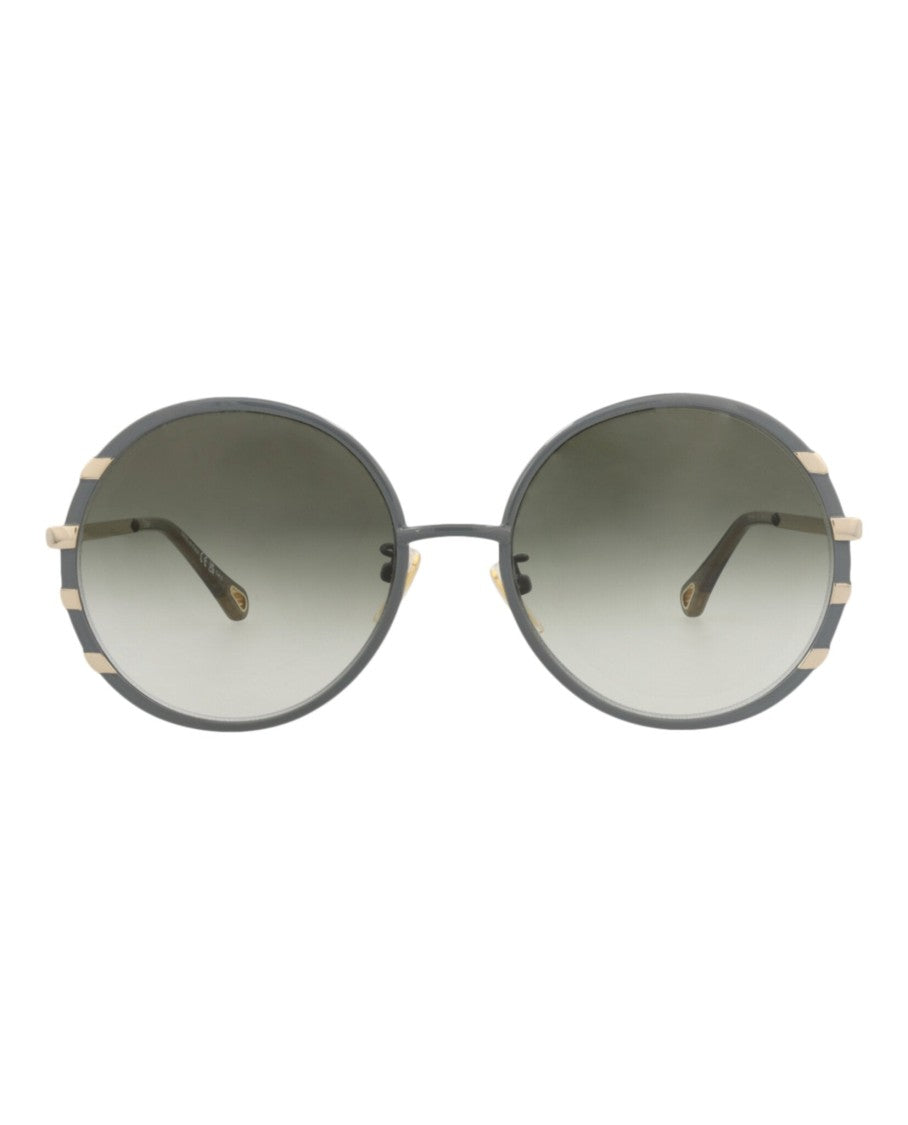 Chloé Round Metal Sunglasses With Gradient Lenses And Striped Detailing