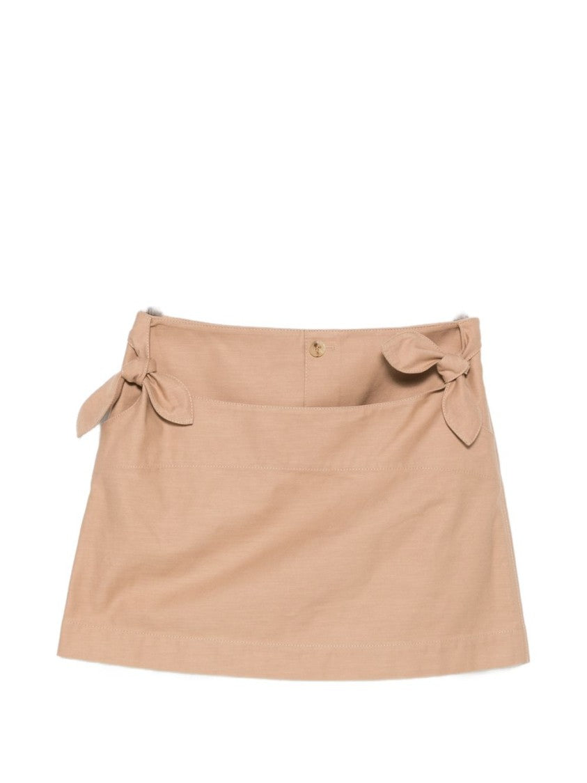 Moschino Beige Cotton Twill Bow Detail Skirt