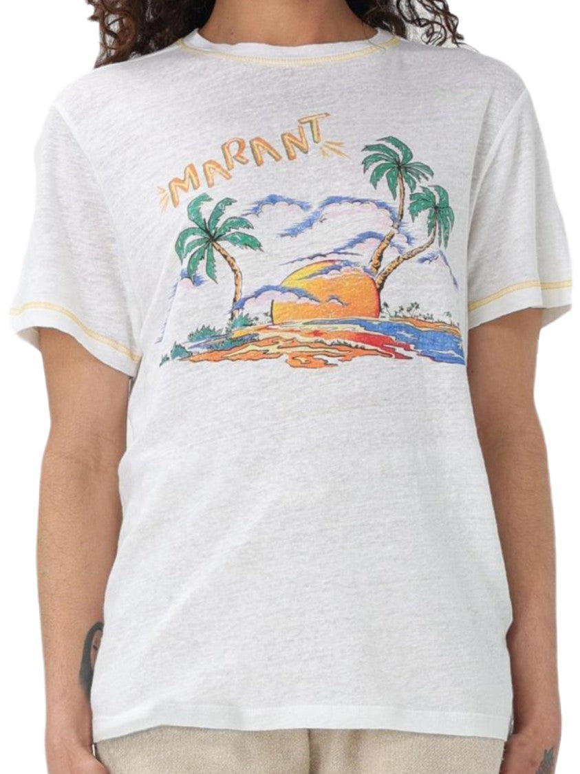 Isabel Marant Short-Sleeved Tropical Graphic Print T-Shirt