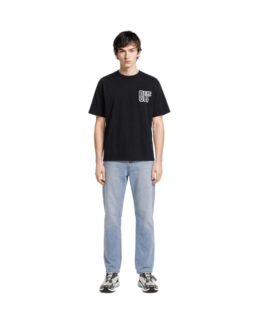 Off-White Black Cotton Printed Oversized T-Shirt