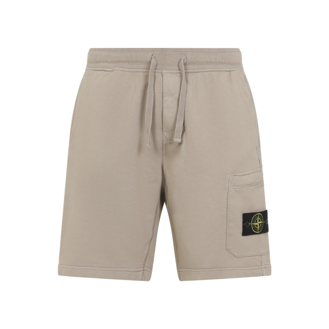 Stone Island Beige Cotton Bermuda Shorts With Adjustable Waistband And Logo Patch