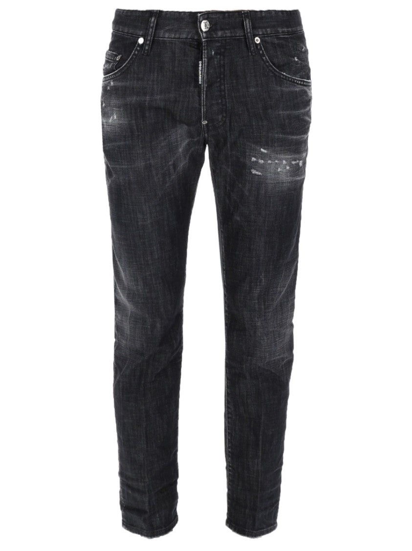Dsquared2 Slim Fit Distressed Black Jeans