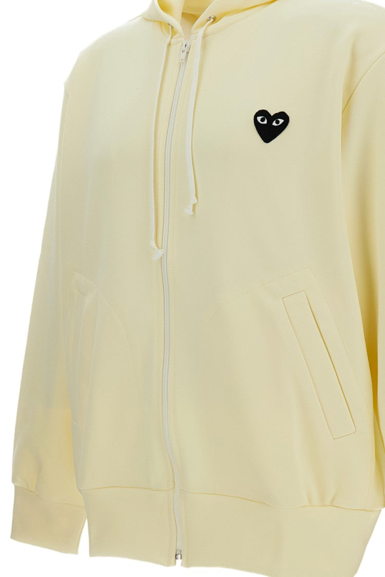 Comme Des Garçons Front-Zip Hoodie With Heart Print