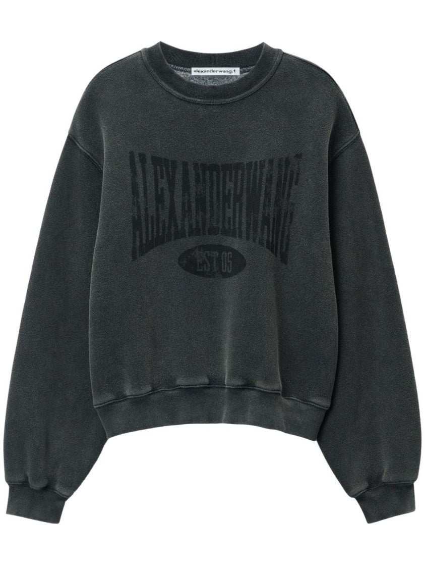Alexander Wang Dropped Shoulder Crew Neck Sweatshirt With Logo Print