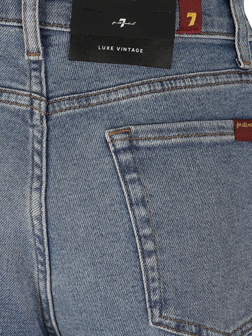 7 For All Mankind High-Waisted Straight-Leg Denim Jeans With Faded Effect