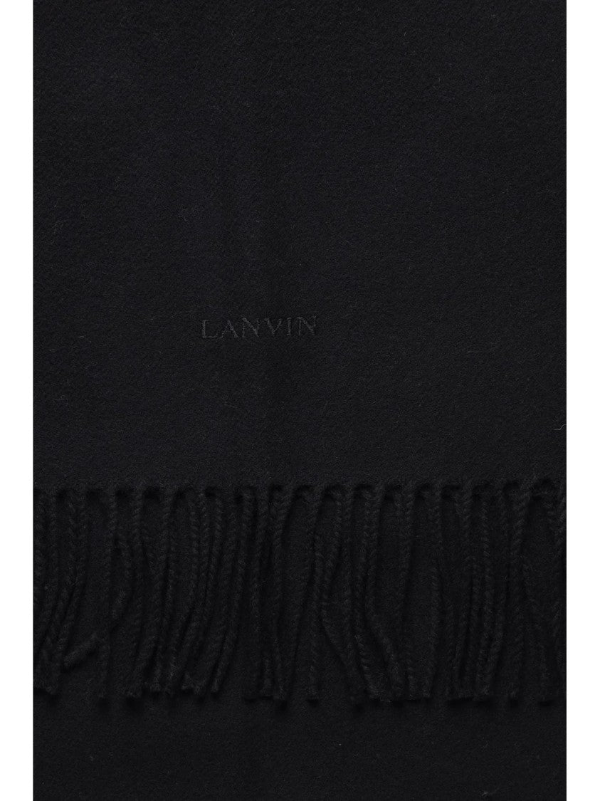 Lanvin Black Wool Fringed Scarf