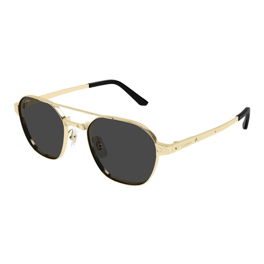 Cartier Gold Metal Frame Sunglasses With Double Bridge