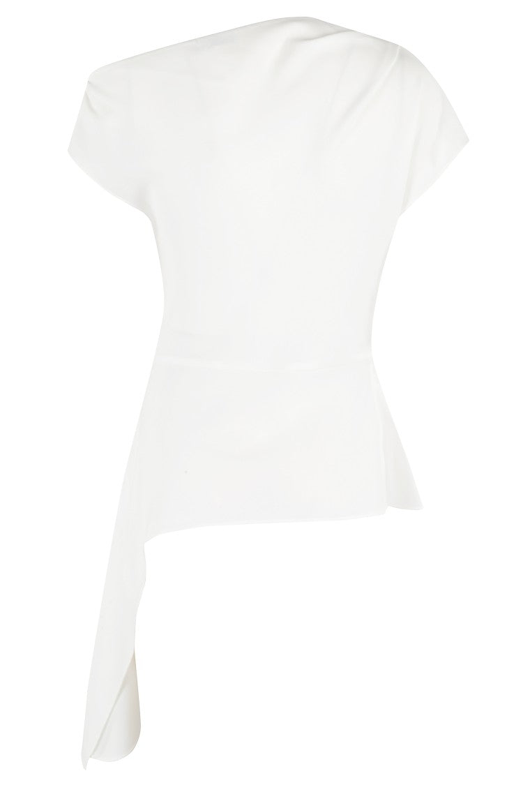 Simkhai Draped Crepe Top With Asymmetrical Neckline