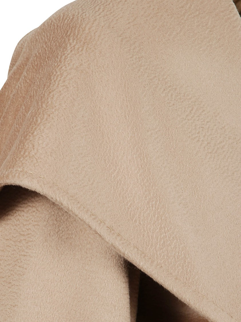 Max Mara Brown Oversized Collar Coat With Wrap-Around Belt