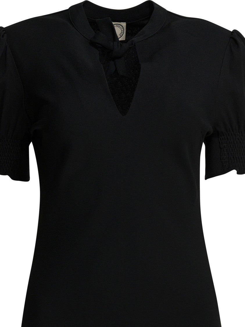 Ines De La Fressange Knee-Length Dress With Puffed Sleeves And Keyhole Detail