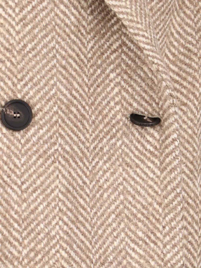 Tagliatore Tailored Beige Coat With Lapel Collar And Button Closures