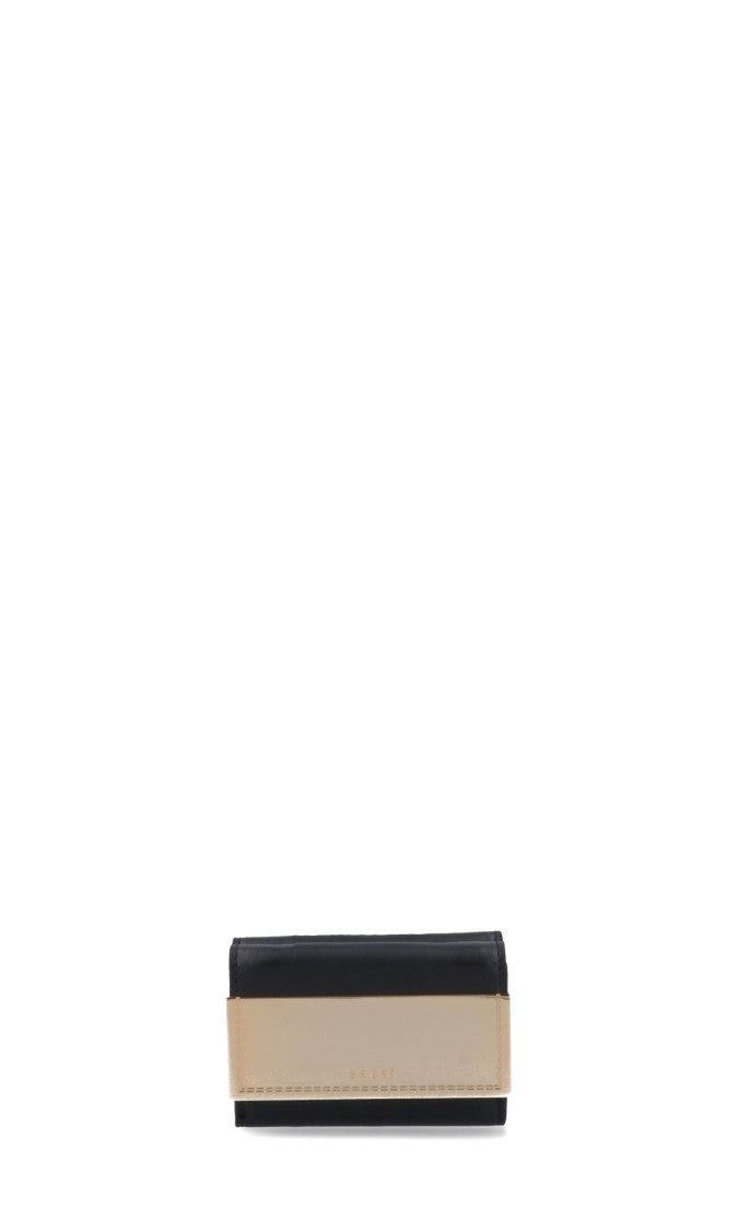Sacai Rectangular Black Wallet With Gold-Tone Accent