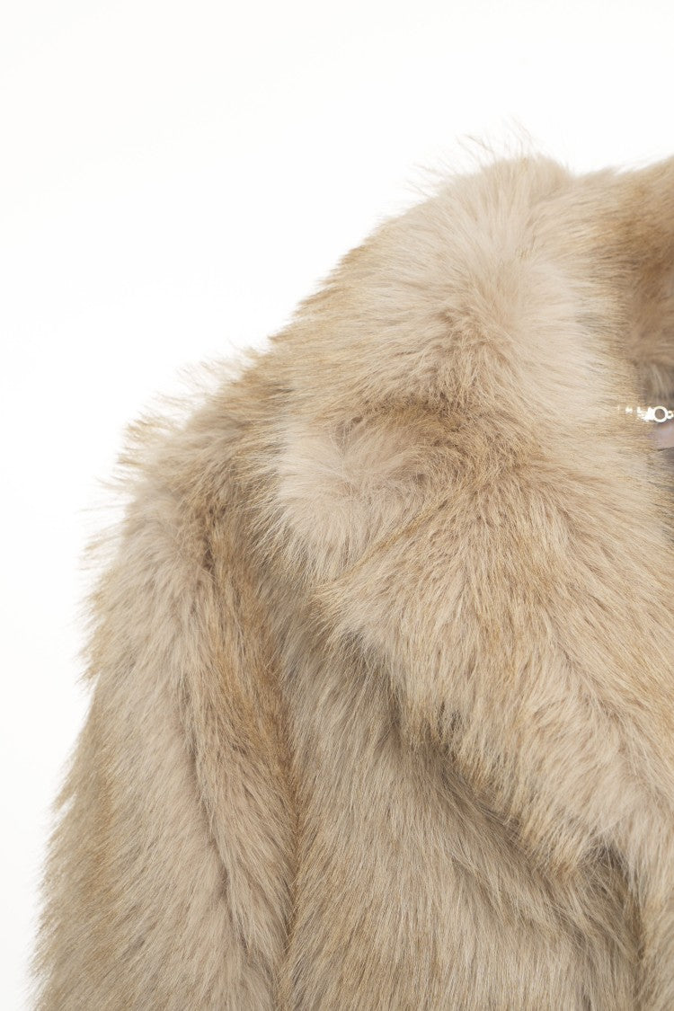 Liu Jo Classic Notched Collar Faux Fur Coat