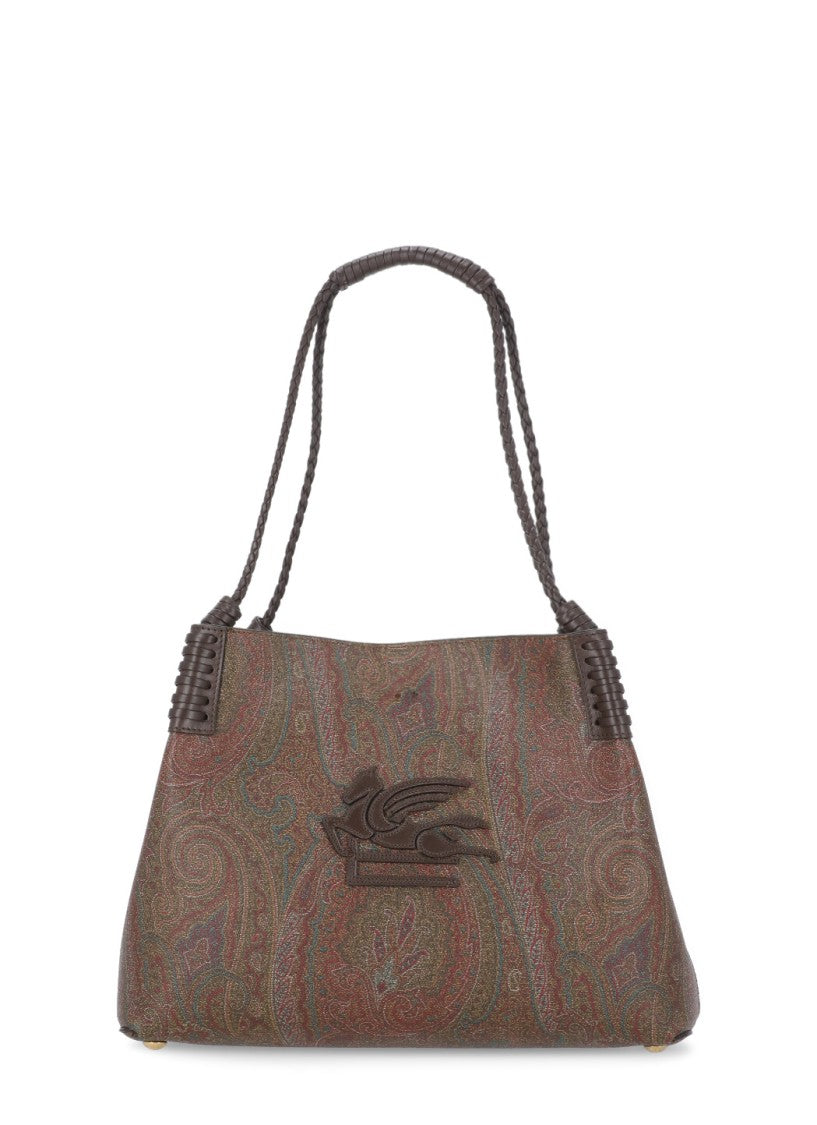 Etro Brown Etro Cotton Shopping Bag With Paisley Design