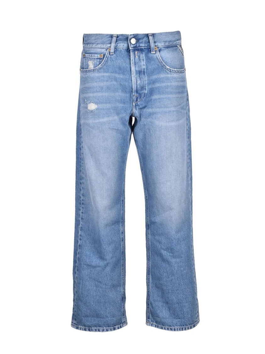 Replay Blue Cotton-Blend Stretch Jeans