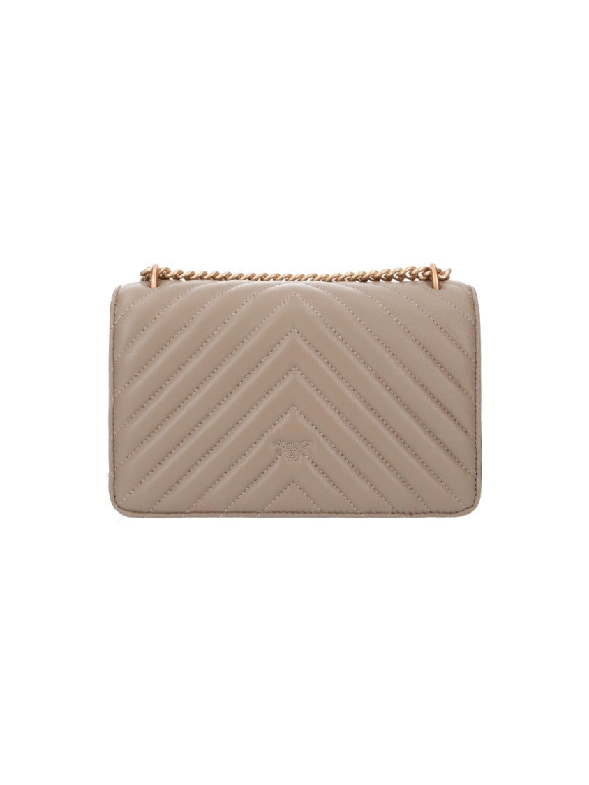 Pinko Grey Quilted Leather Love Bag One Shoulder Bag