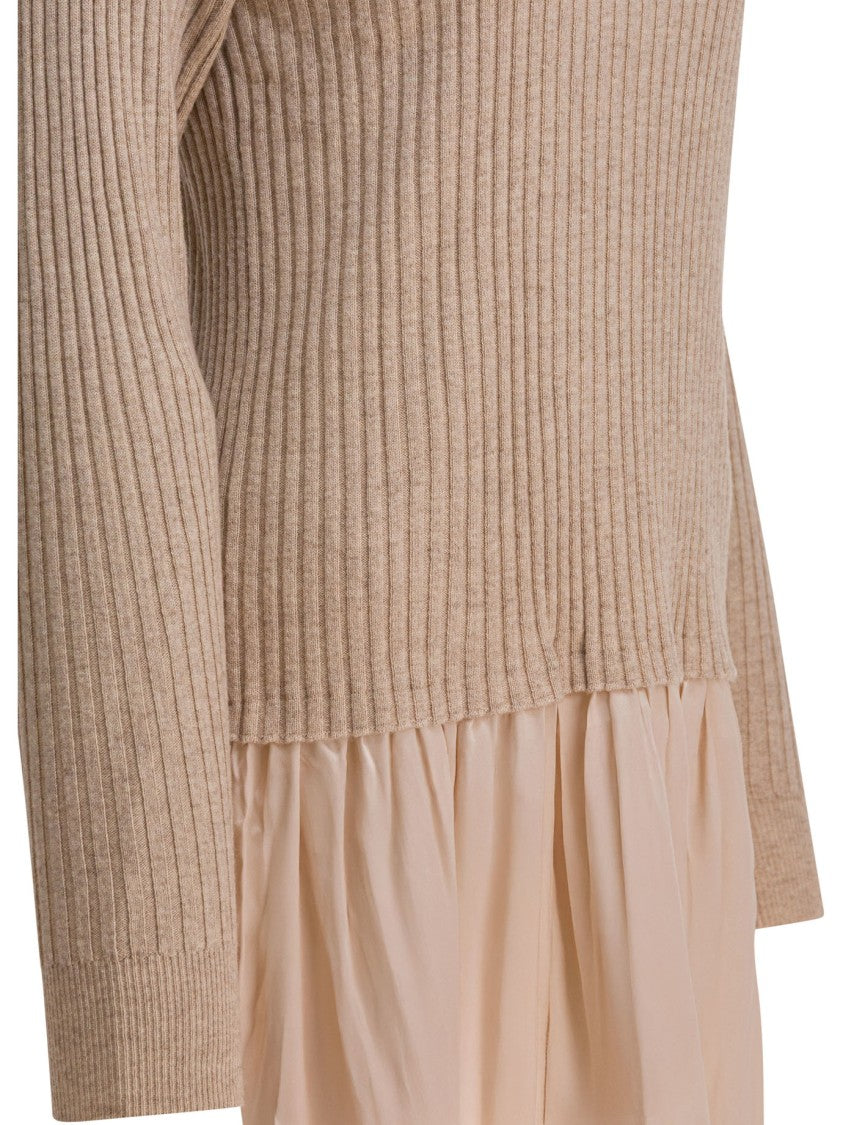 Max&Moi White Wool-Cashmere Blend Midi Dress