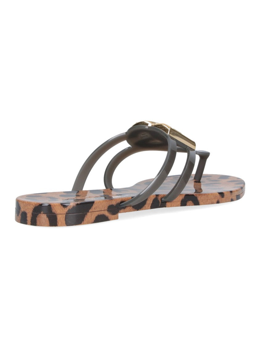 Dolce & Gabbana Multicolor Leopard Print Buckle Flat Sandals
