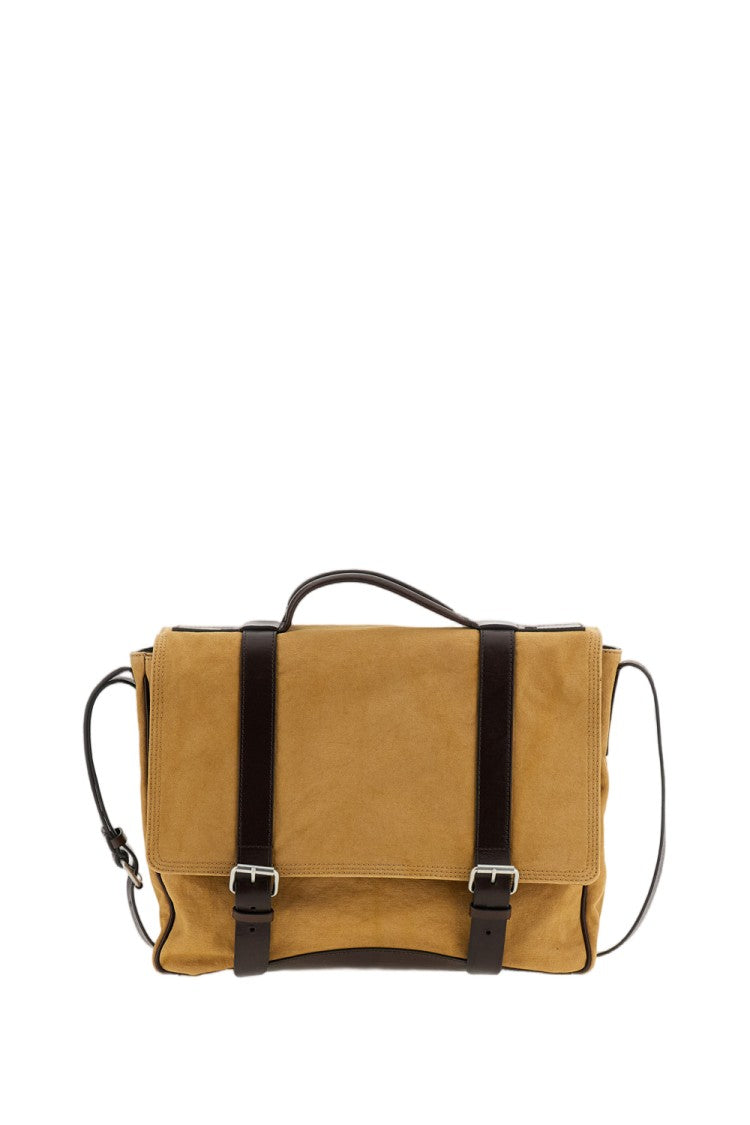 Dries Van Noten Beige Canvas Leather Satchel Bag
