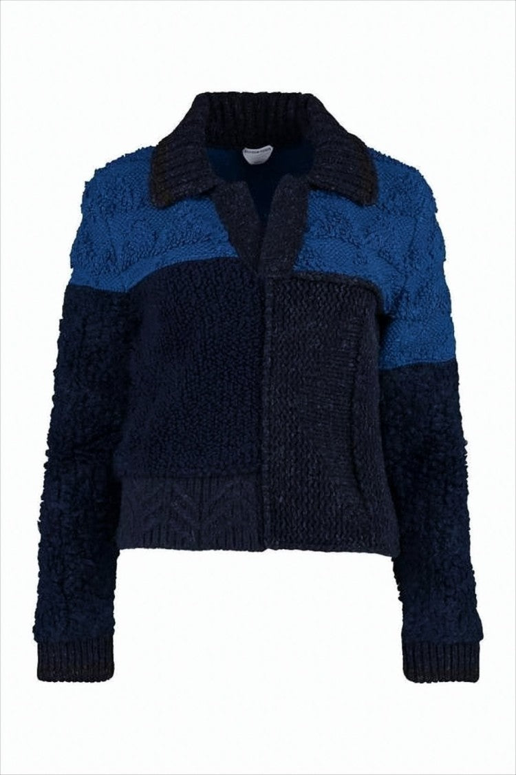 Bottega Veneta Patchwork Cropped Jacket With Textured Wool And Cashmere Blend