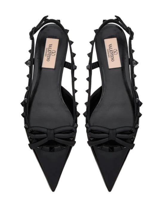Valentino Pointed-Toe Slingback Pumps With Bow Detail