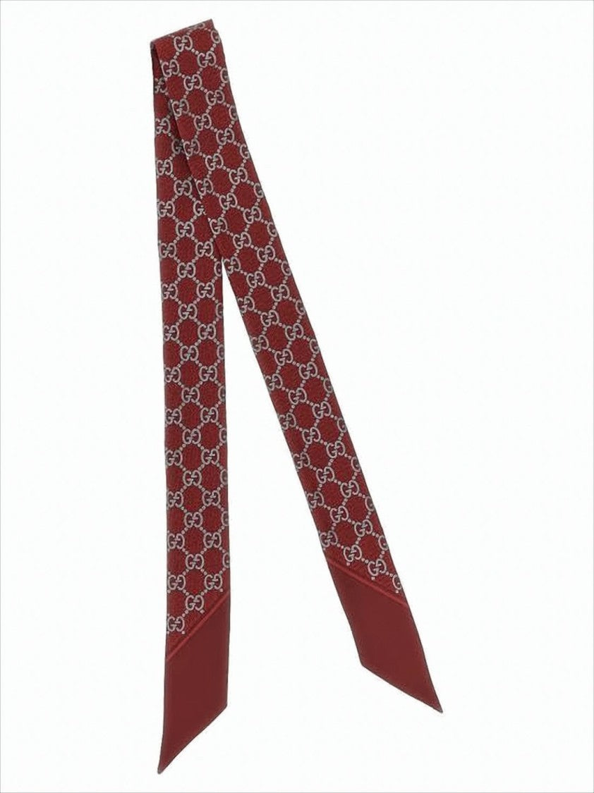Gucci Silk Scarf With Interlocking Double-G Pattern And Pointed Ends