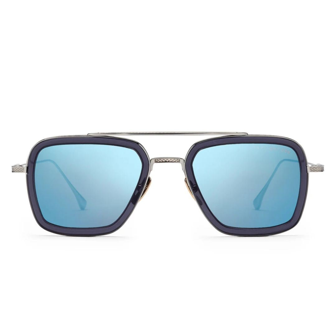 Dita Flight.006 Bold Rectangular Metal Acetate Sunglasses With Textured Detailing