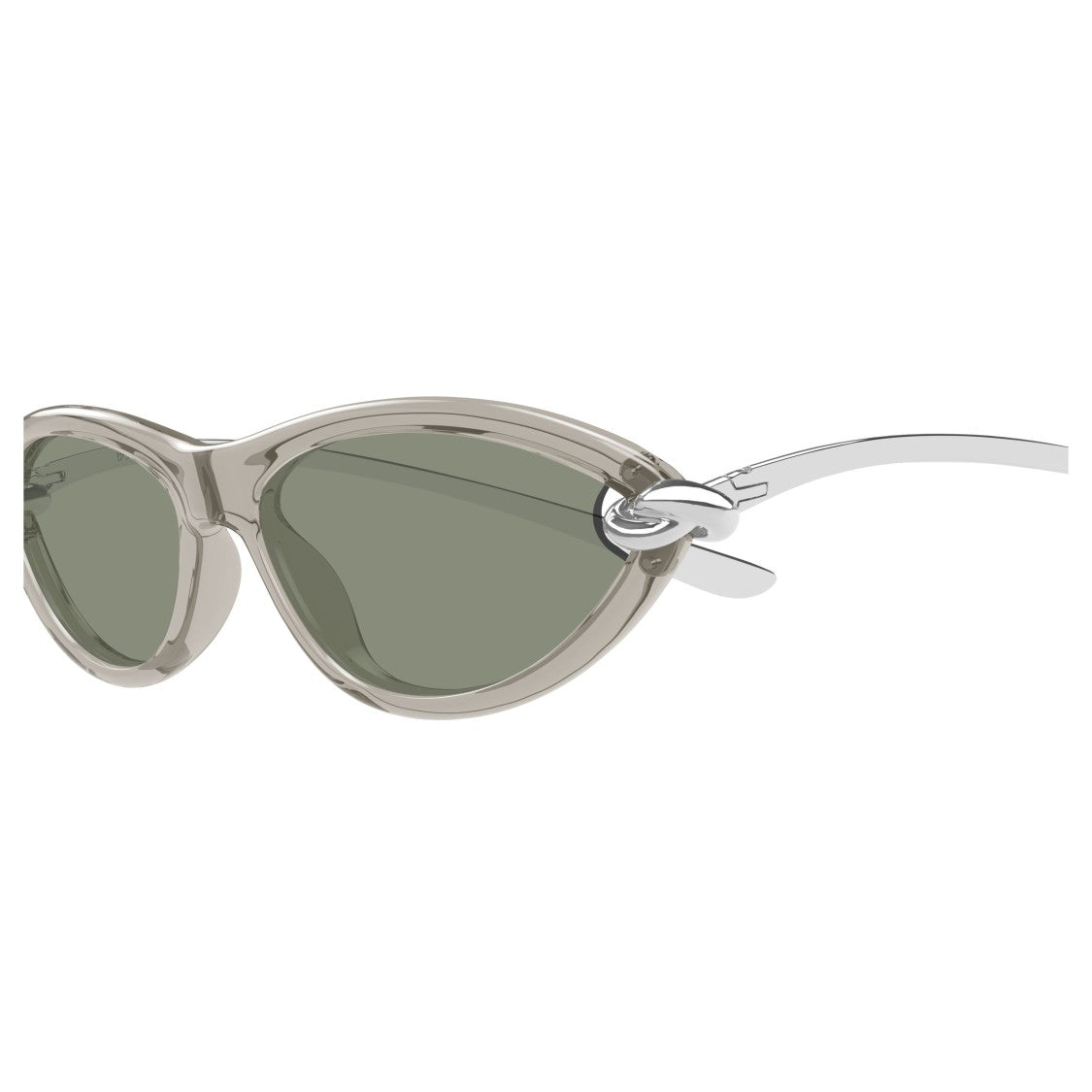Bottega Veneta Bv1390s Translucent Taupe Cat-Eye Sunglasses With Silver Knot Detail