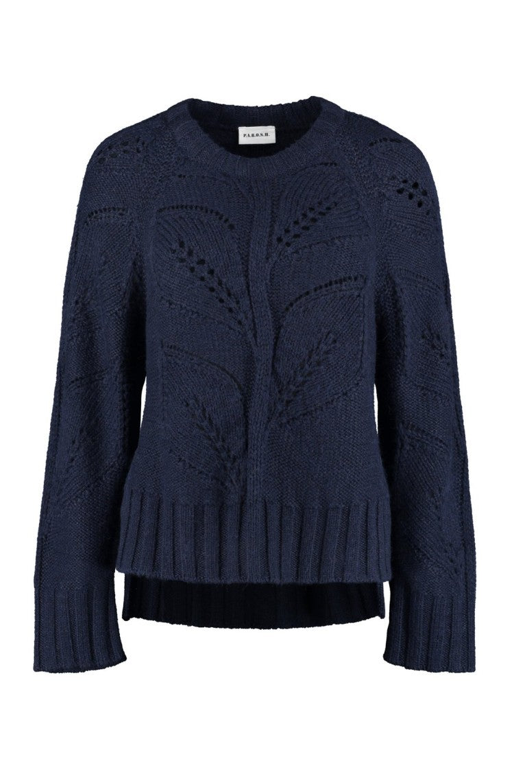 P.A.R.O.S.H. Chunky Knit Sweater With Openwork Leaf Patterns
