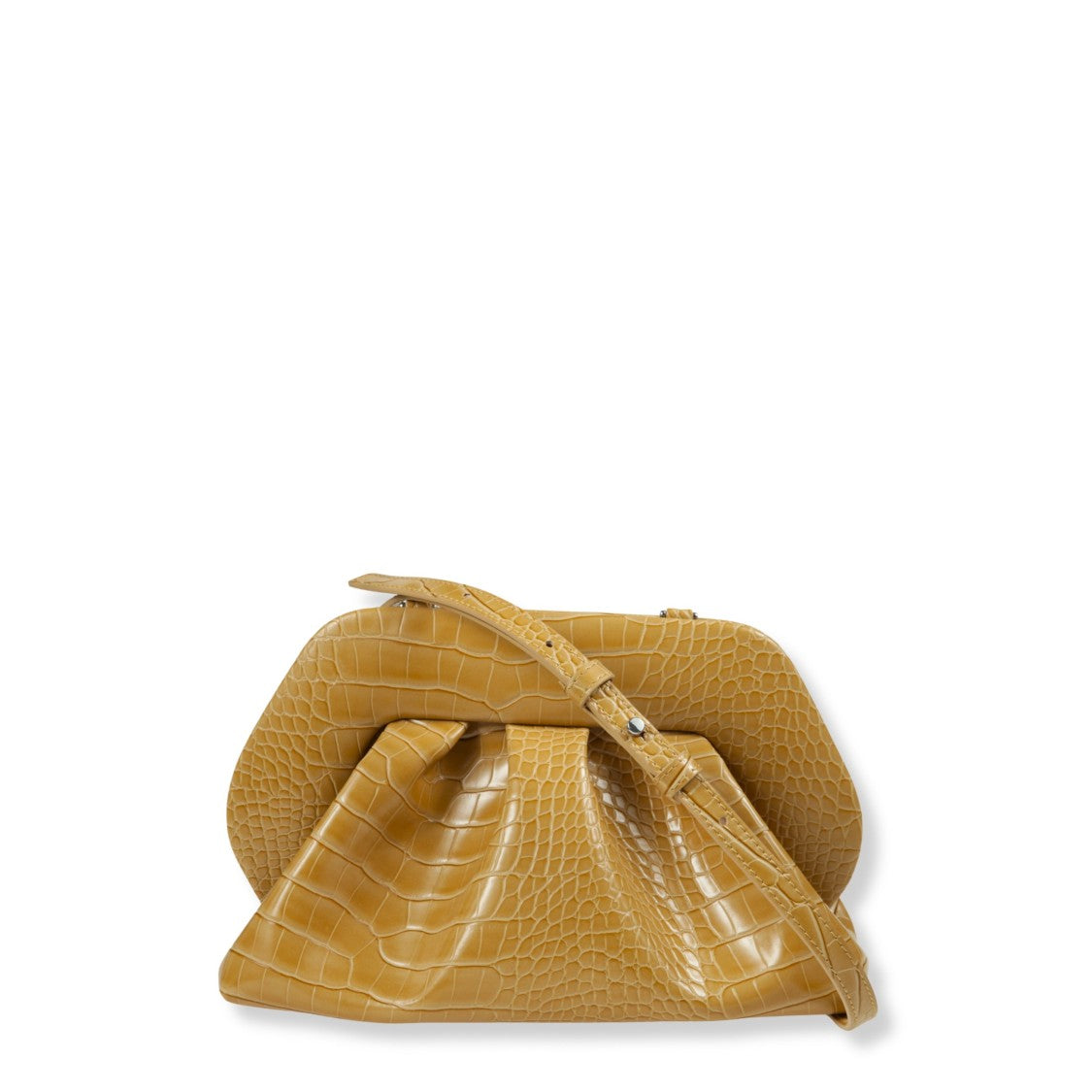 Themoirè Structured Crocodile Leather Handbag In Biscuit Tone