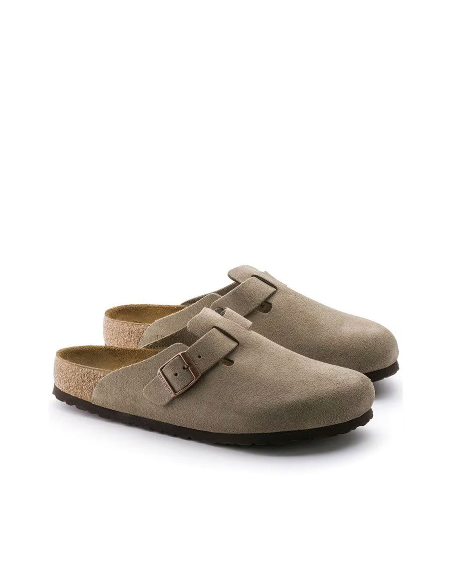 Birkenstock Boston Taupe Suede Leather Sabot - Calz. S