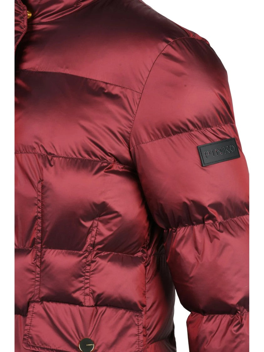 Pinko Red Nylon Zip Padded Down Jacket