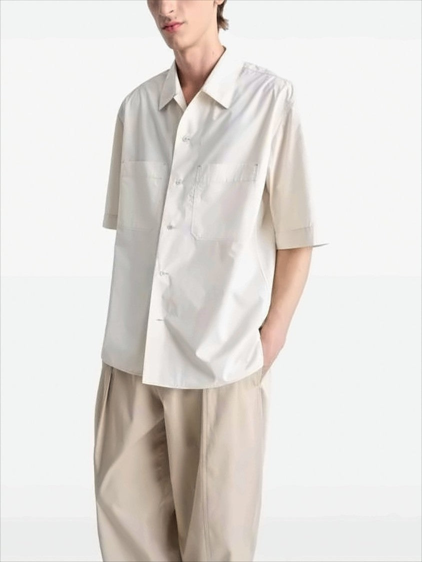 Lemaire Boxy White Short-Sleeve Shirt With Classic Collar