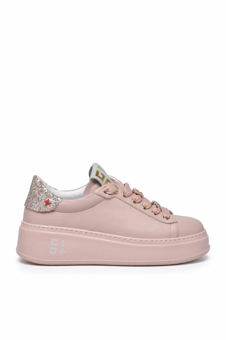 Gio + Leather Wedge Sneakers - Pink