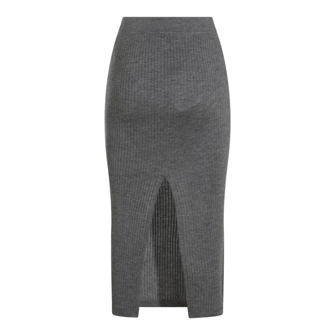Malo Grey Cashmere-Silk High-Waist Back Slit Pencil Skirt