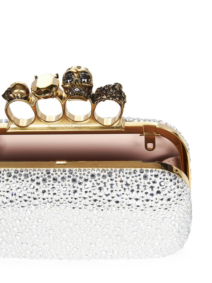 Alexander Mcqueen Crystal-Embellished Leather Clutch