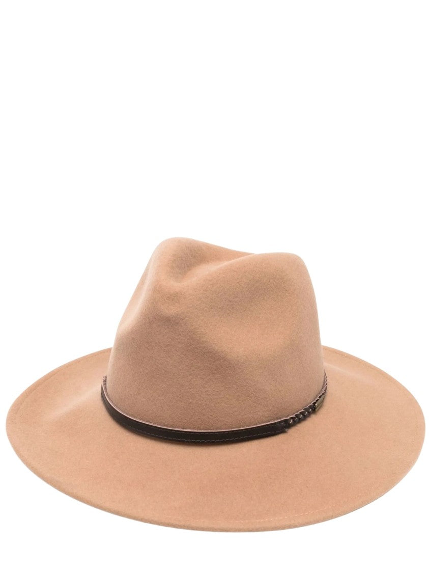 Barbour Tack Wide-Brimmed Braided Leather Band Wool Hat