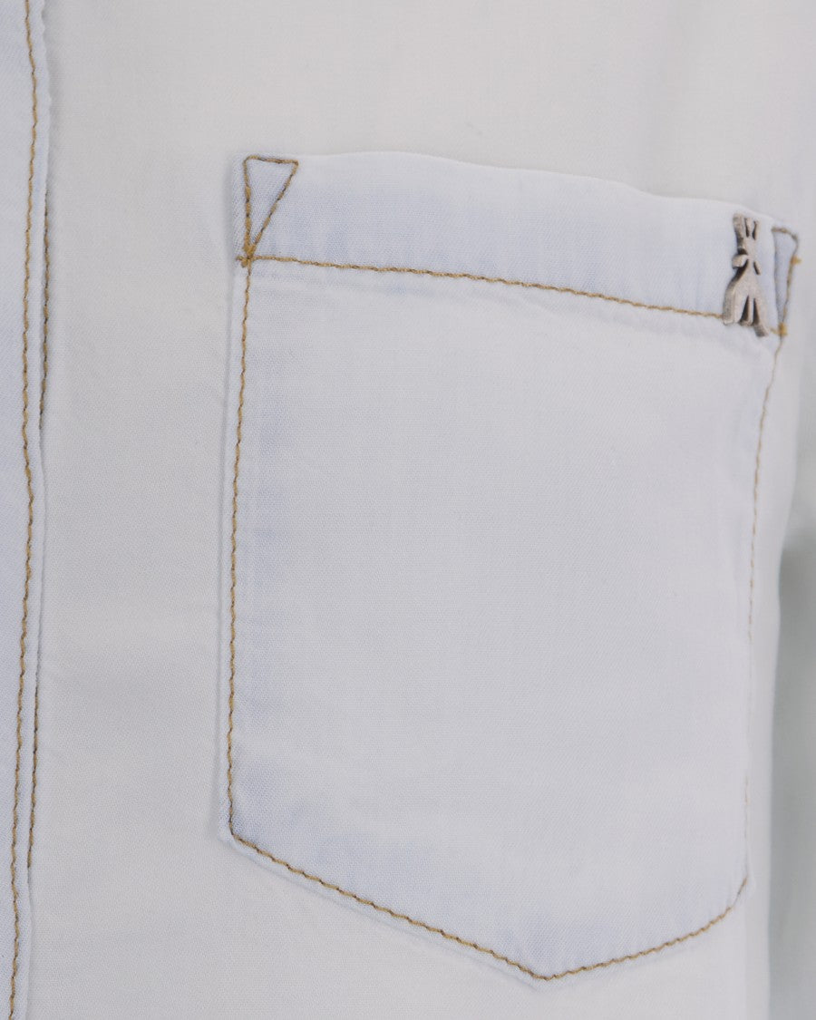 Patrizia Pepe Cropped Denim Tencel Shirt With Super Bleach Finish