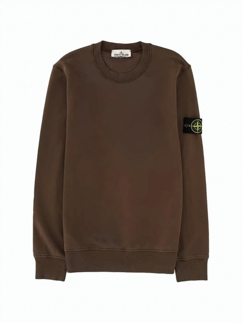 Stone Island Organic Cotton Fleece Regular Fit Crewneck Sweatshirt