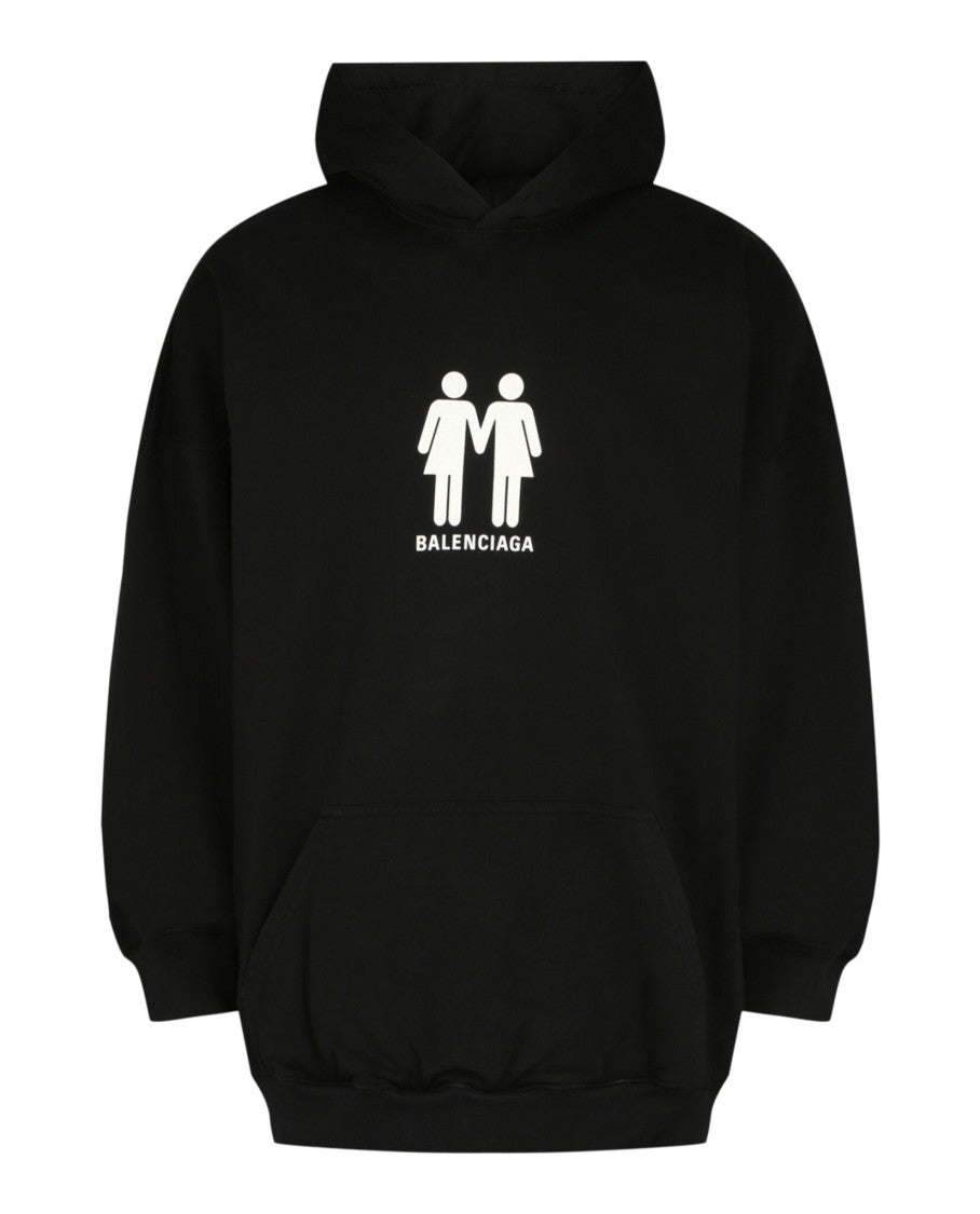 Balenciaga Boxy Fit Black Hoodie With Pride Graphics
