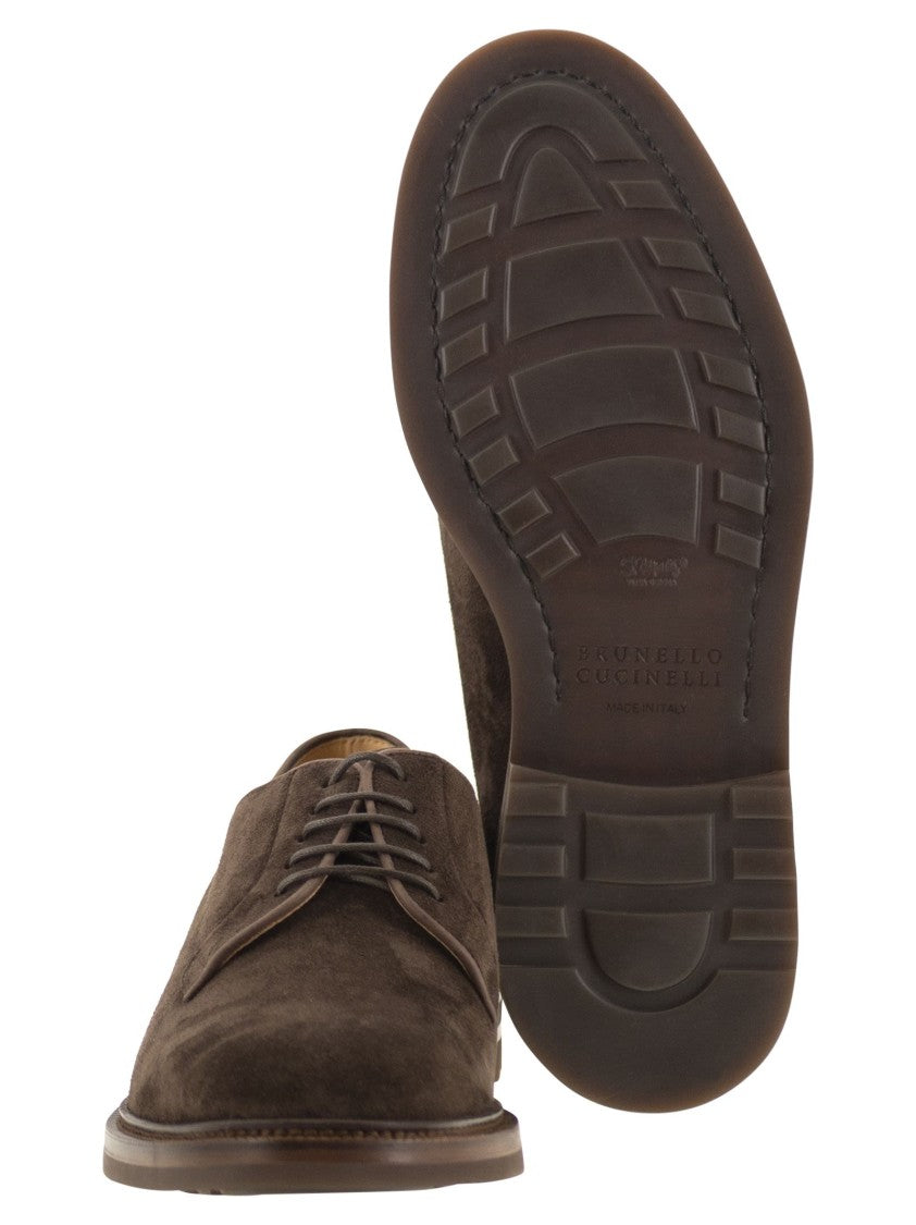Brunello Cucinelli Raven Suede Derby Shoes