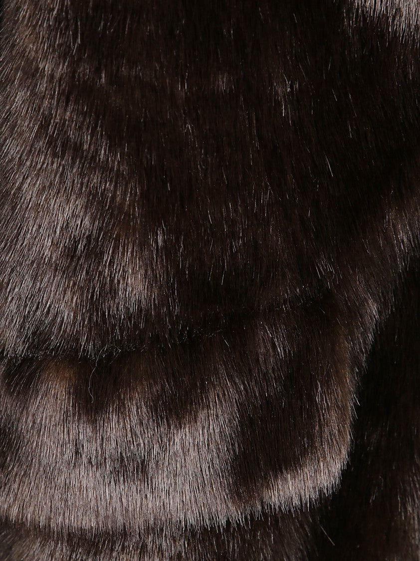 Stand Studio Tailored Short Coat With Faux Fur Texture