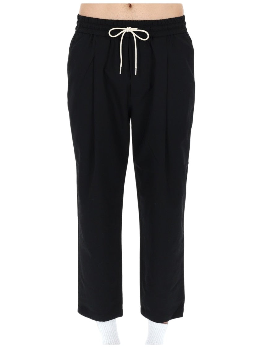 Drôle De Monsieur Relaxed Fit Cropped Pants With Tapered Leg And Contrasting Drawstring